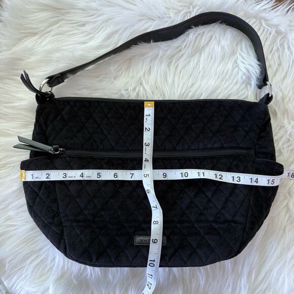 Vera Bradley | Women’s Go Ahead Solid Black Quilted Velvet Shoulder Bag Purse - Picture 6 of 7